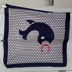 Hand Blocked In Thailand Whale, Dolphin, Fish Scarf 32"